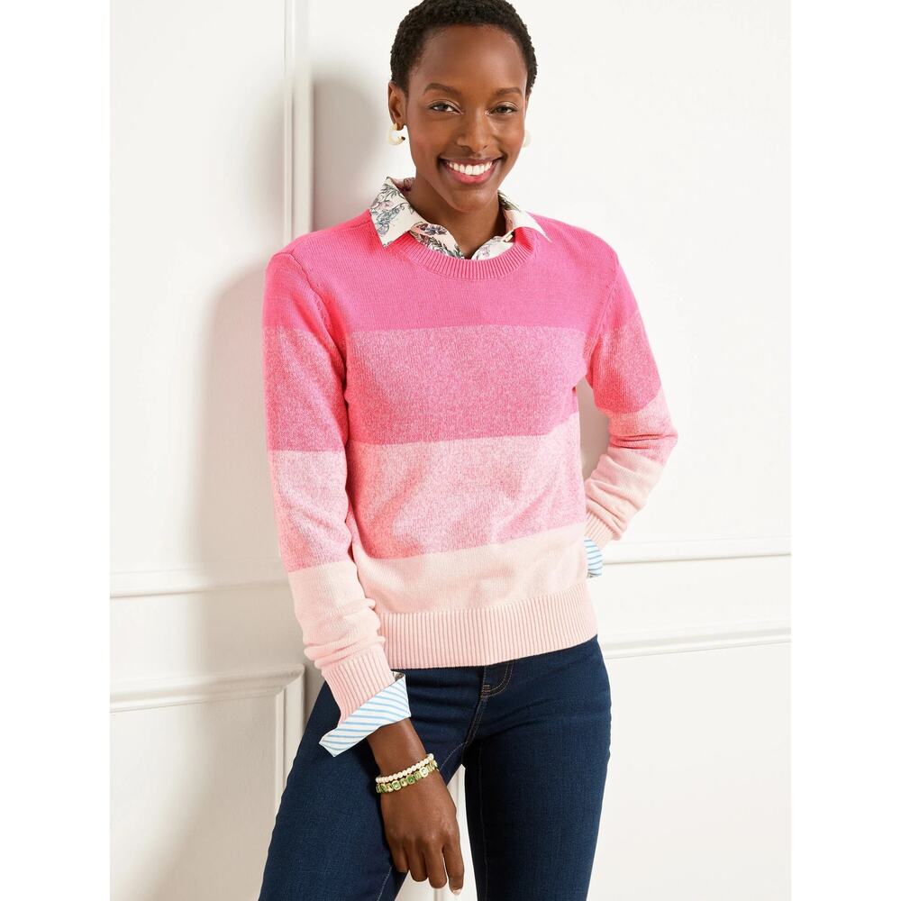 Talbots T for Talbots Crewneck‎ Pullover Cotton Sweater Ombre Women's 1XP